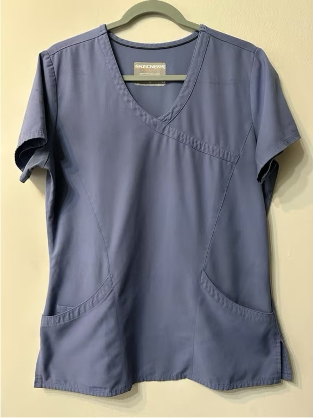 Skechers Women's Short Sleeve V-Neck Scrub Top in Slate Blue